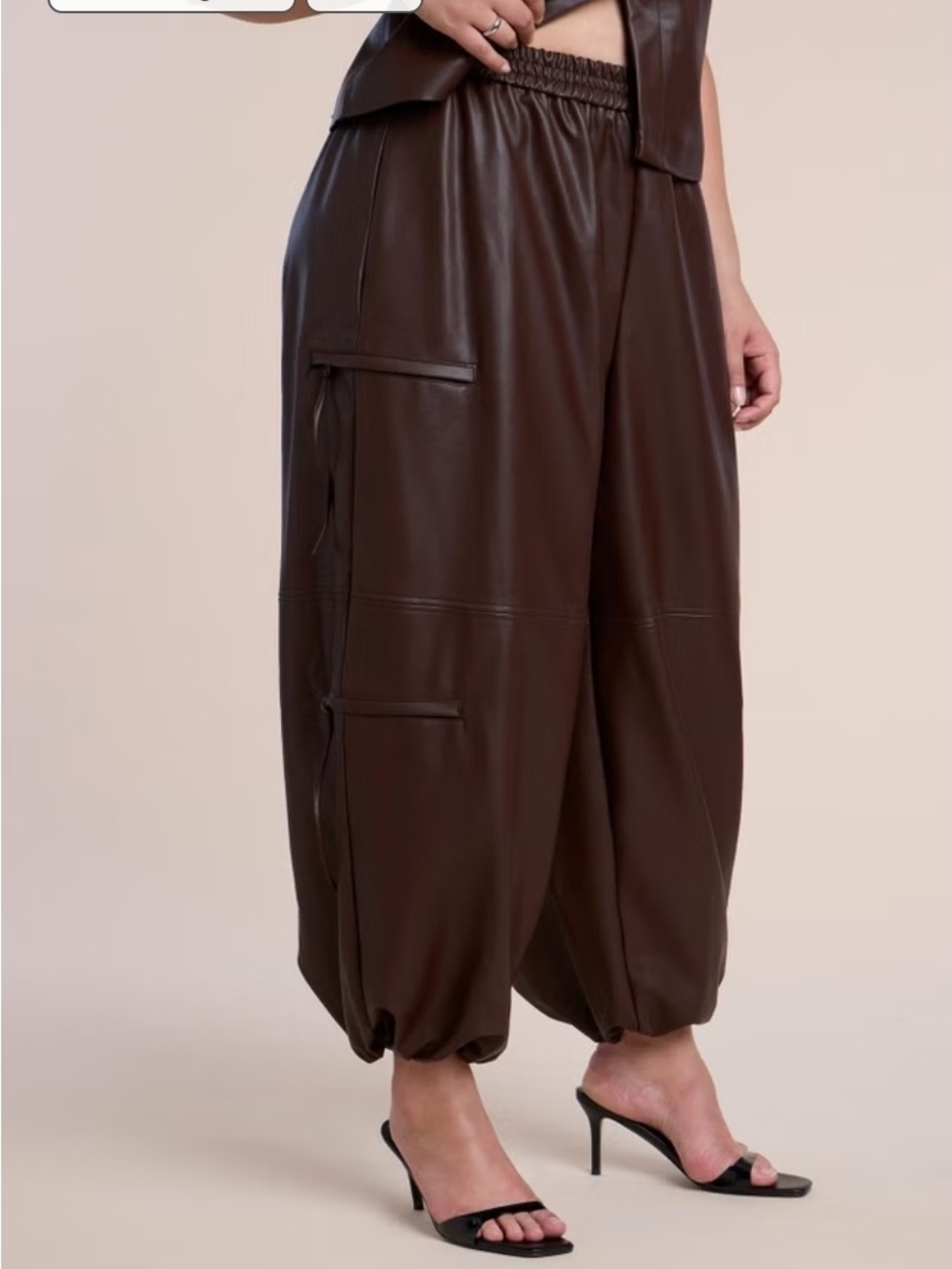 Chocolate Faux-Leather Jogger - Picture 3 of 4